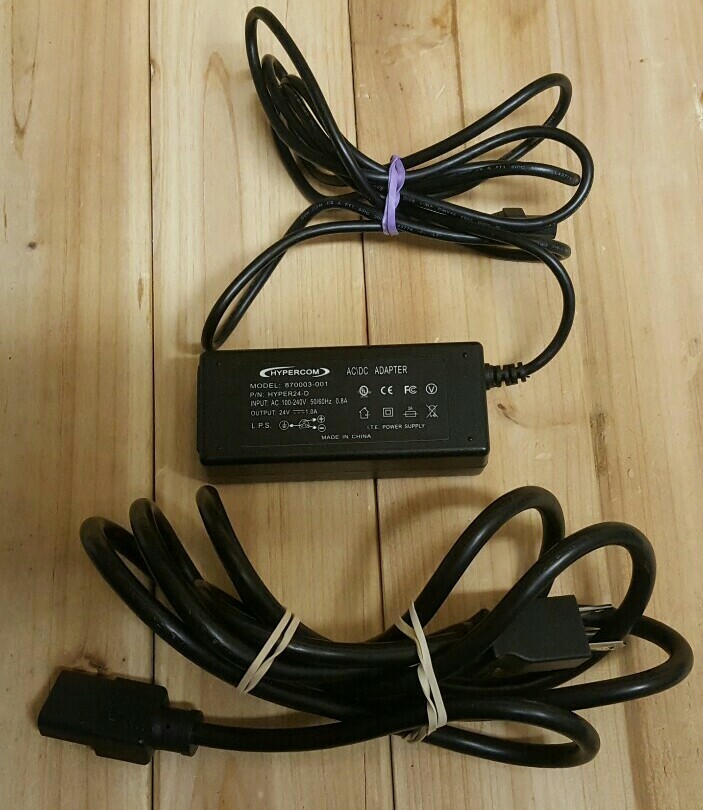 Hypercom AC/DC Adapter Model: 870003-001 I.T.E. Power Supply Cord P/N HYPER24-D