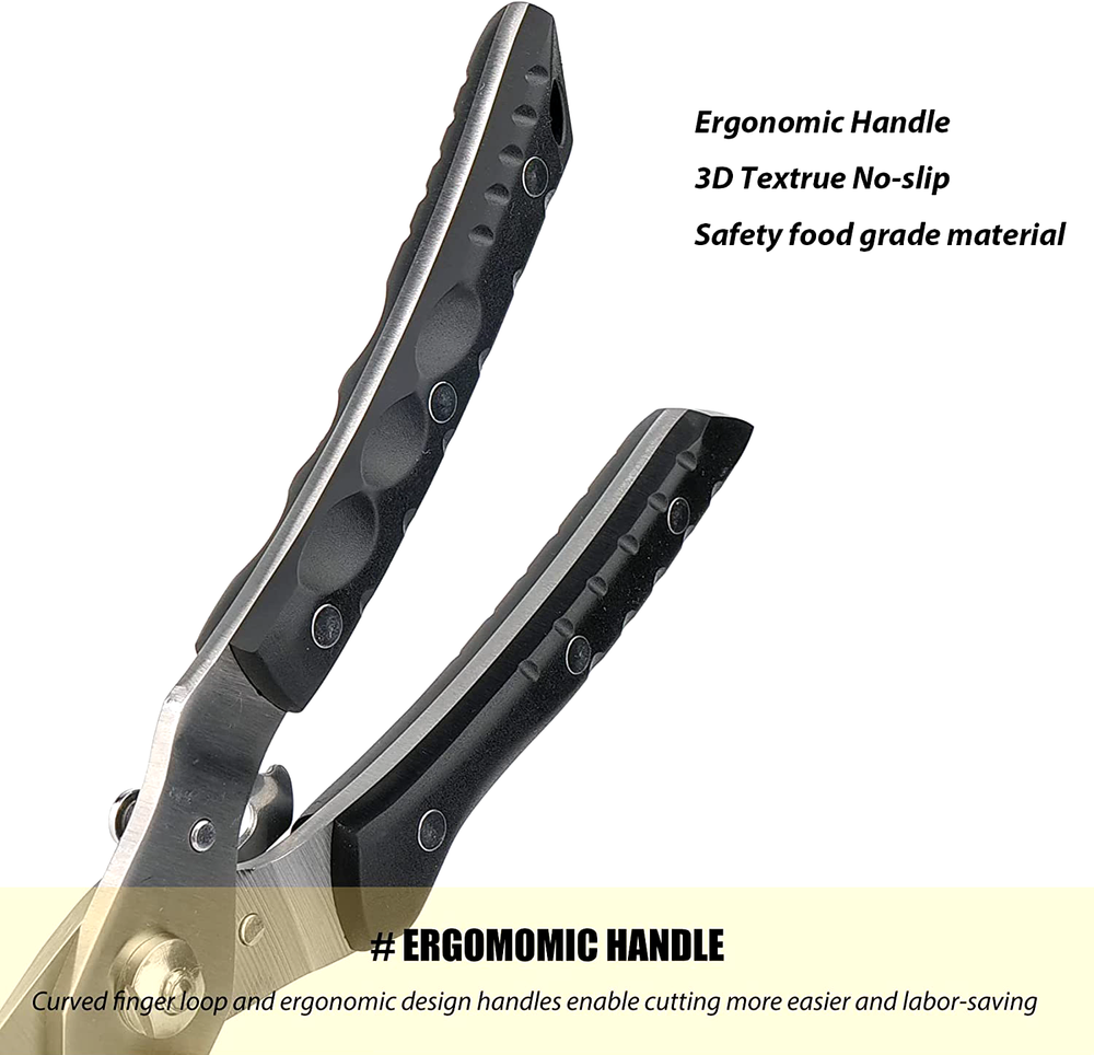 KUNIFU Multi-Function Poultry Shears Spring Loaded Heavy Duty Sharp Stainless