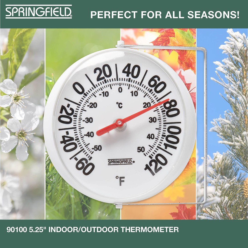 Springfield Big and Bold Thermometer with Mounting Bracket, One Size, White