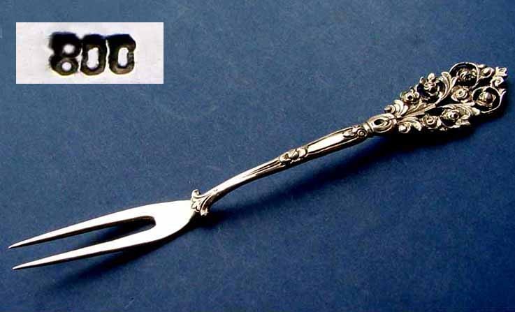 Serving Fork with Pierced Decor, 800 Silver D545
