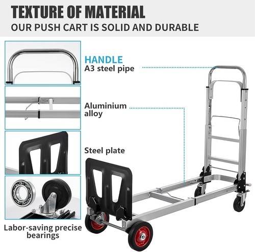2 In 1 450Lbs Heavy Duty Aluminum Hand Truck Folding Dolly Cart Portable Trolley