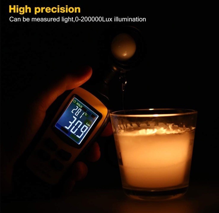 Light Meter Digital Illuminance Meter Handheld Ambient Temperature Measurer, ...