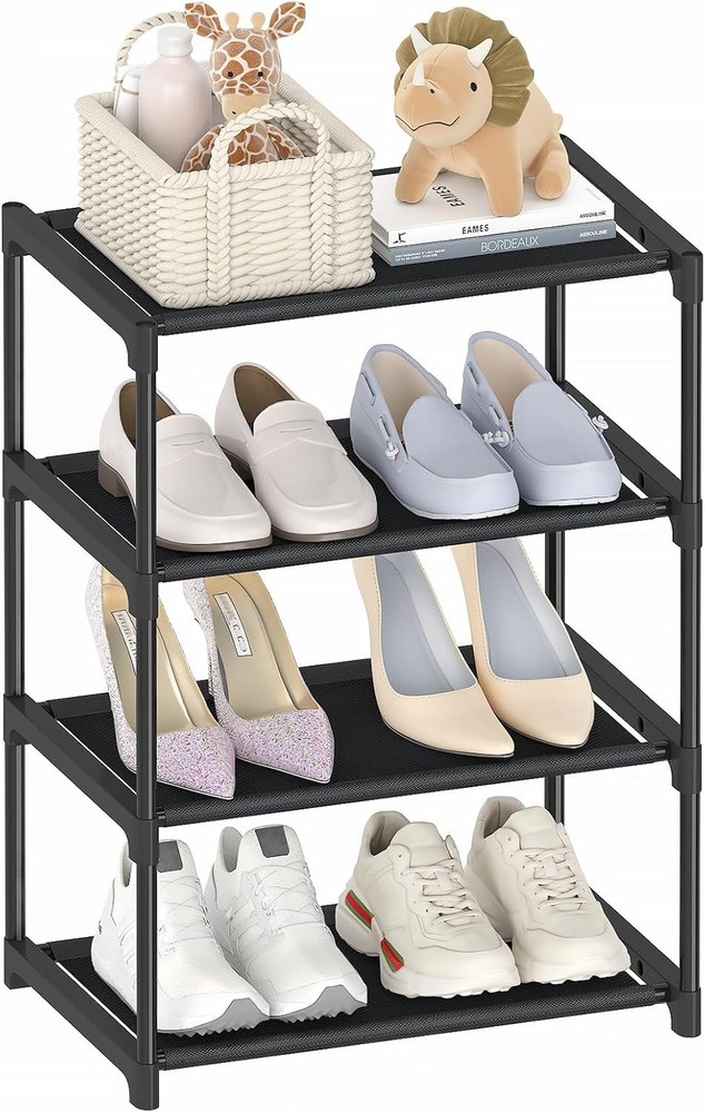 Narrow Shoe Rack 16.3" Wide 4 Tier Stackable