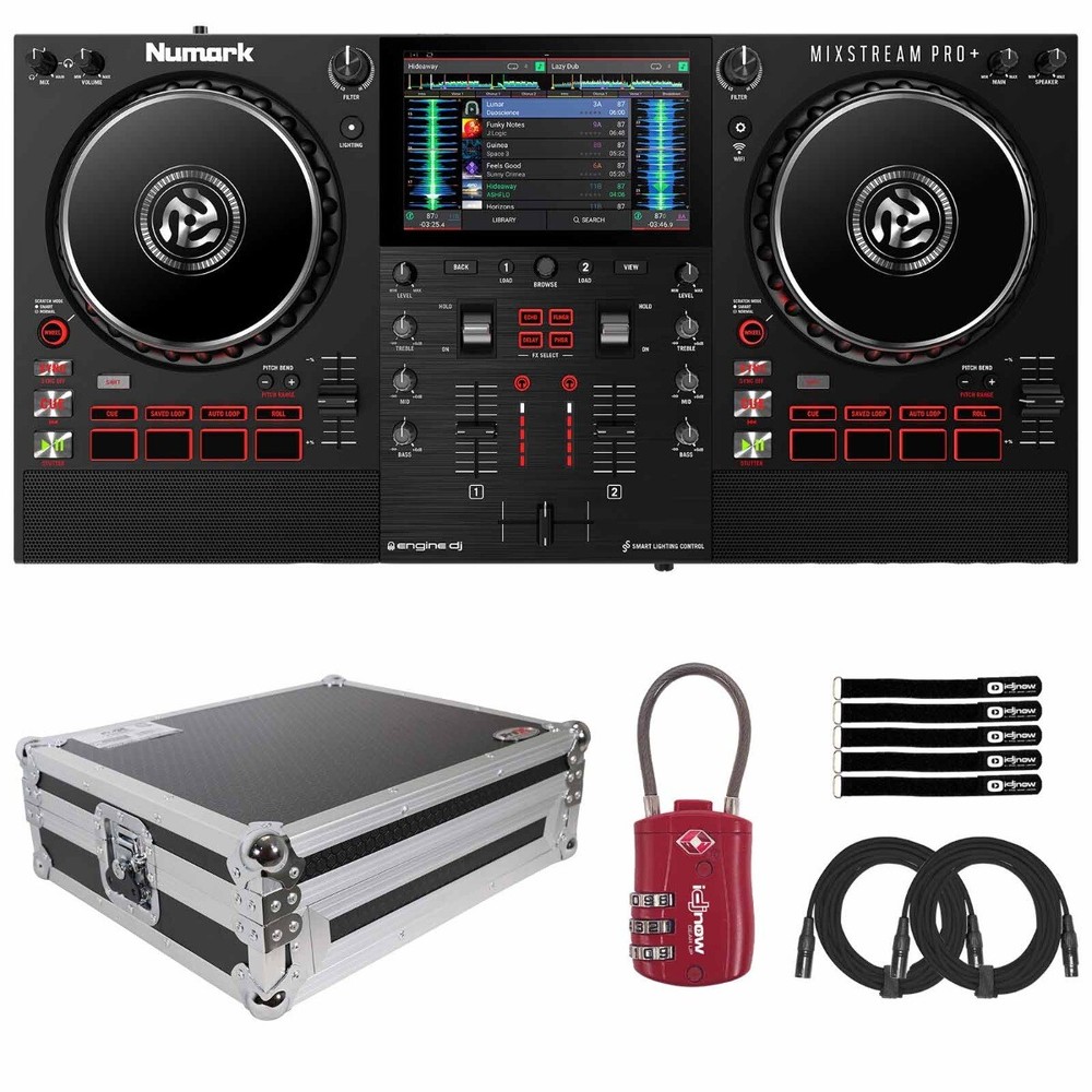 Numark MIXSTREAM PRO+ Standalone Streaming DJ Controller w Silver Flight Case