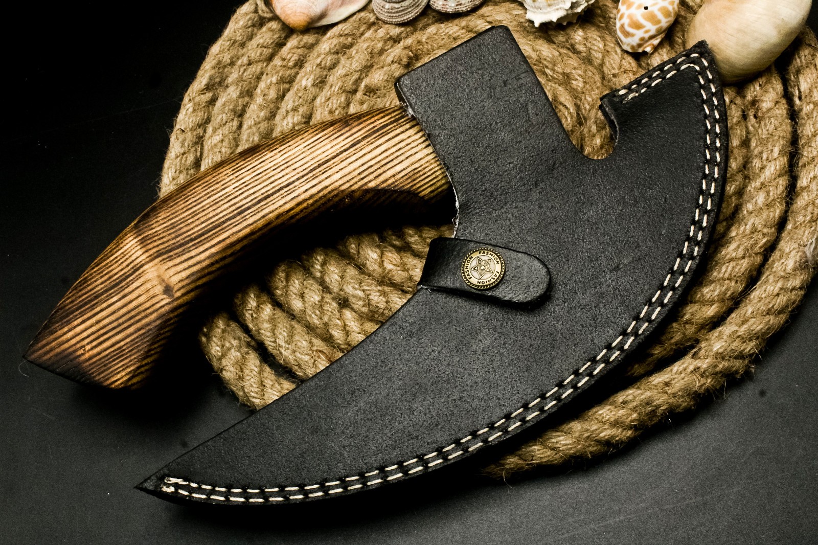 SK124 Custom Handmade Powder Coated Blade Viking Pizza Axe | Pizza Cutter Axe