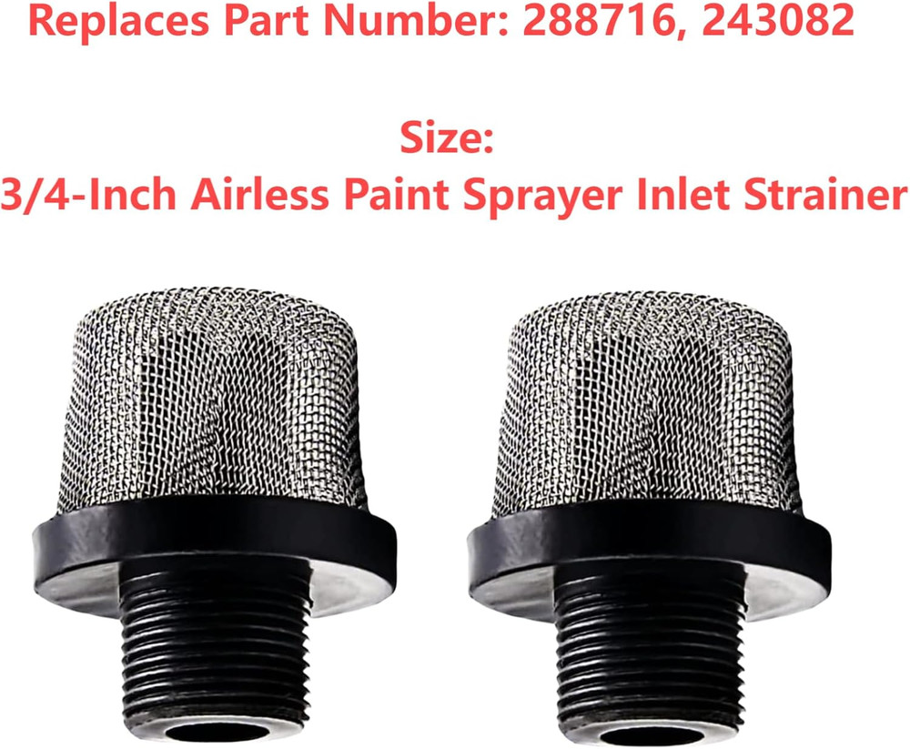 2-Pack 288716 Airless Paint Sprayer Replacement Inlet Strainer, 3/4-Inch Thread,
