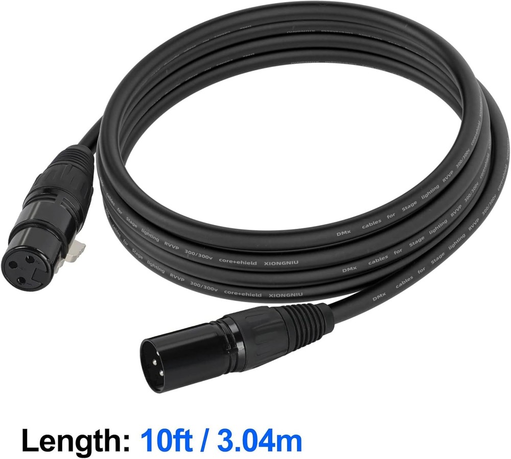 10ft DMX Cable, 4 Pack 3m Light Cables Wires, 4 10ft, Black