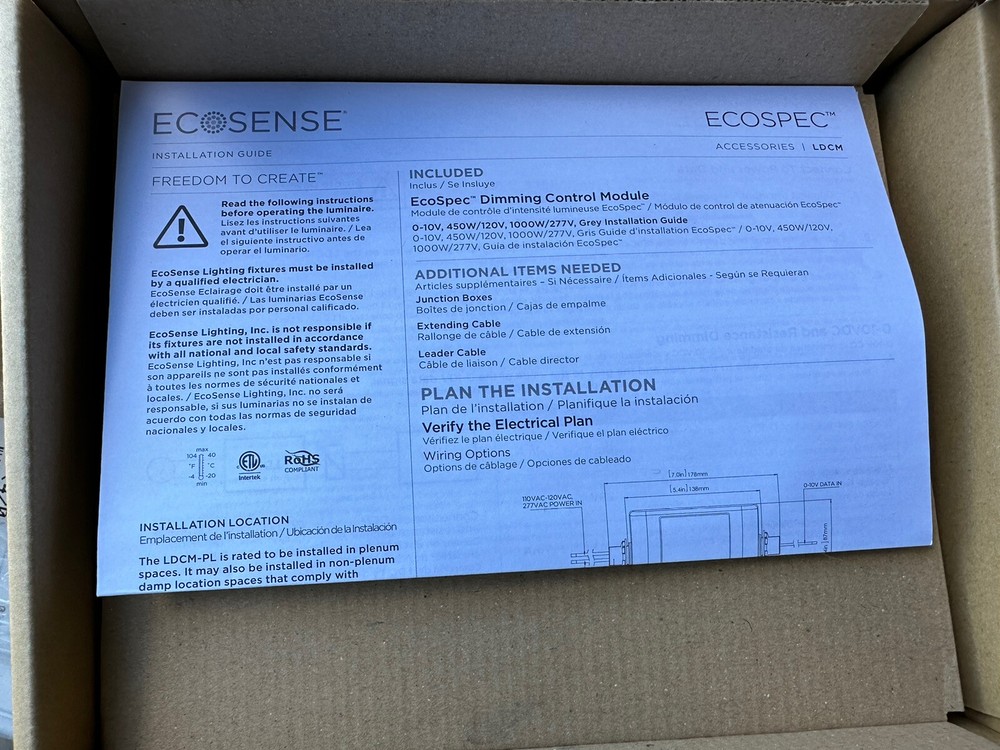 ⚡️ECOSENSE (LDCM-PL-120-277-010V-GR) Linear Dimming Control Module⚡️