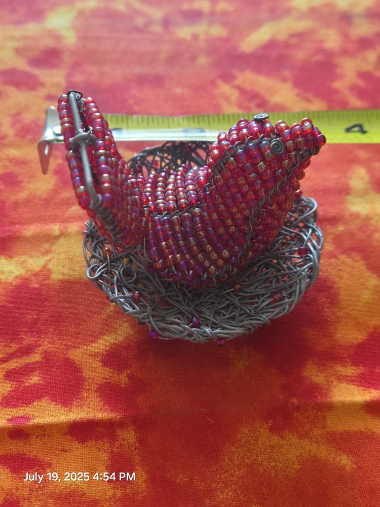 Handmade Beaded Bird In Nest
