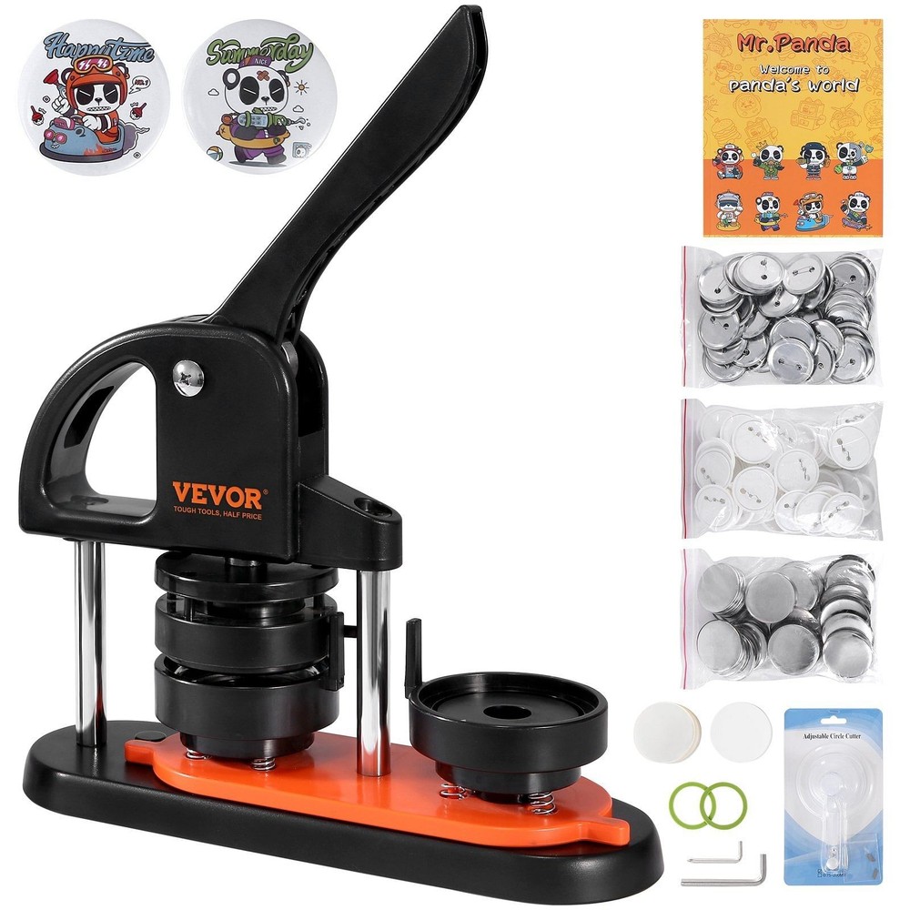 Button Maker Machine, 2.28 inch/58mm Pin Maker with 100pcs Button Parts, Ergono