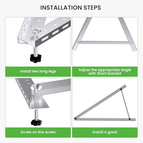 41in Adjustable Solar Panel Mount Brackets with Foldable Tilt Legs, 2 Sets