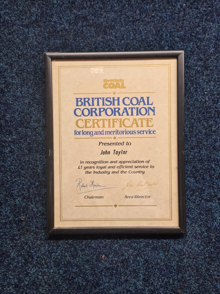 British coal corporation certificate.