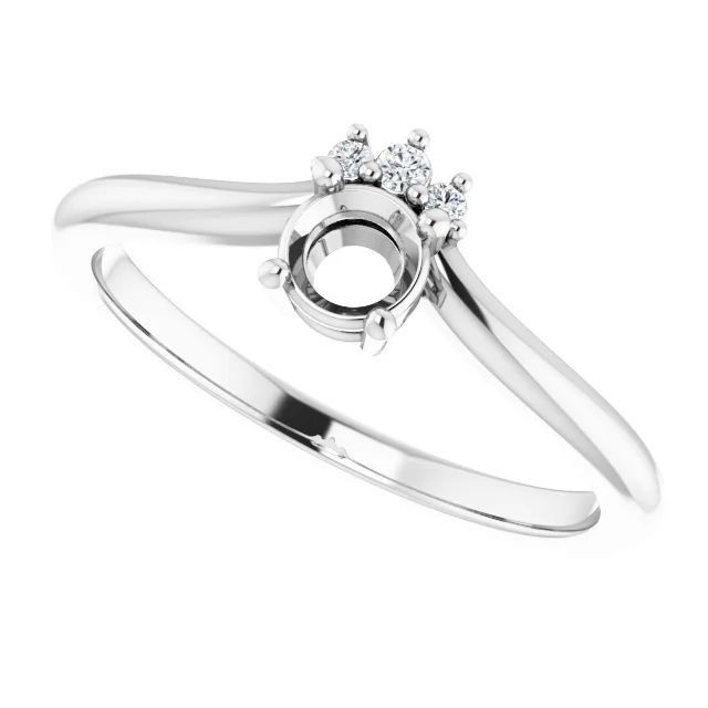 Women Engagement Semi Mount Ring Setting Round 7mm 925 Silver