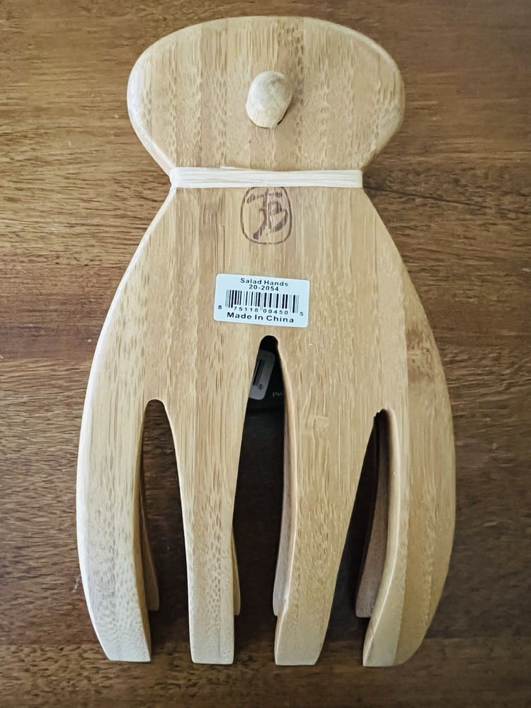 NWT Totally Bamboo Salad Hands Salad Serving Set