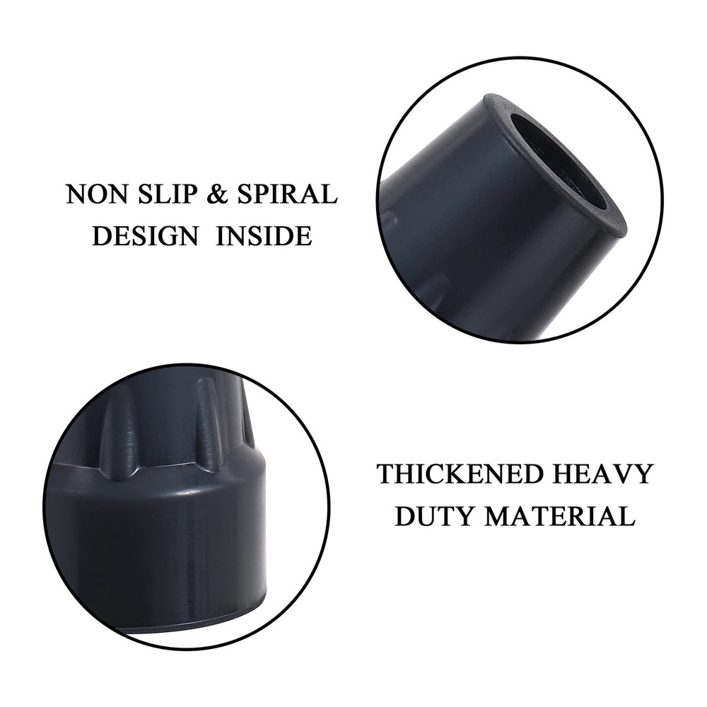 Rubber Cane Tips 7/8 Inch Cane Tips Replacement, Black, 2Pack 7/8"