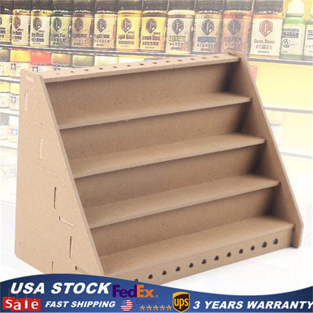 4 - Layer Wooden Paint Bottle Rack Model Organizer Storage Holder