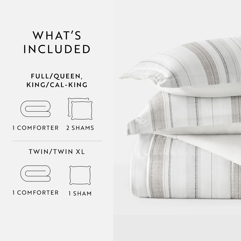 Kaycie Gray Striped Patterned Reversible Comforter Set