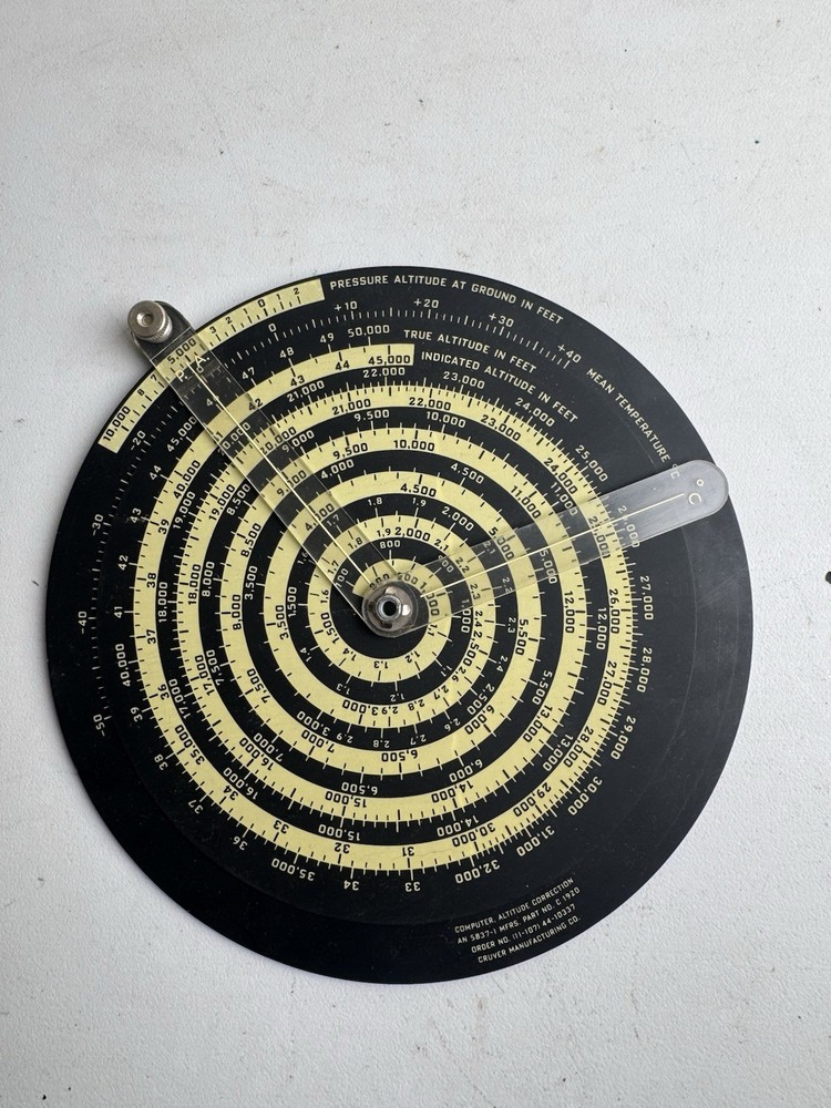 5 US Army Air Forces Flight Time Distance Computer Altitude Correction Air