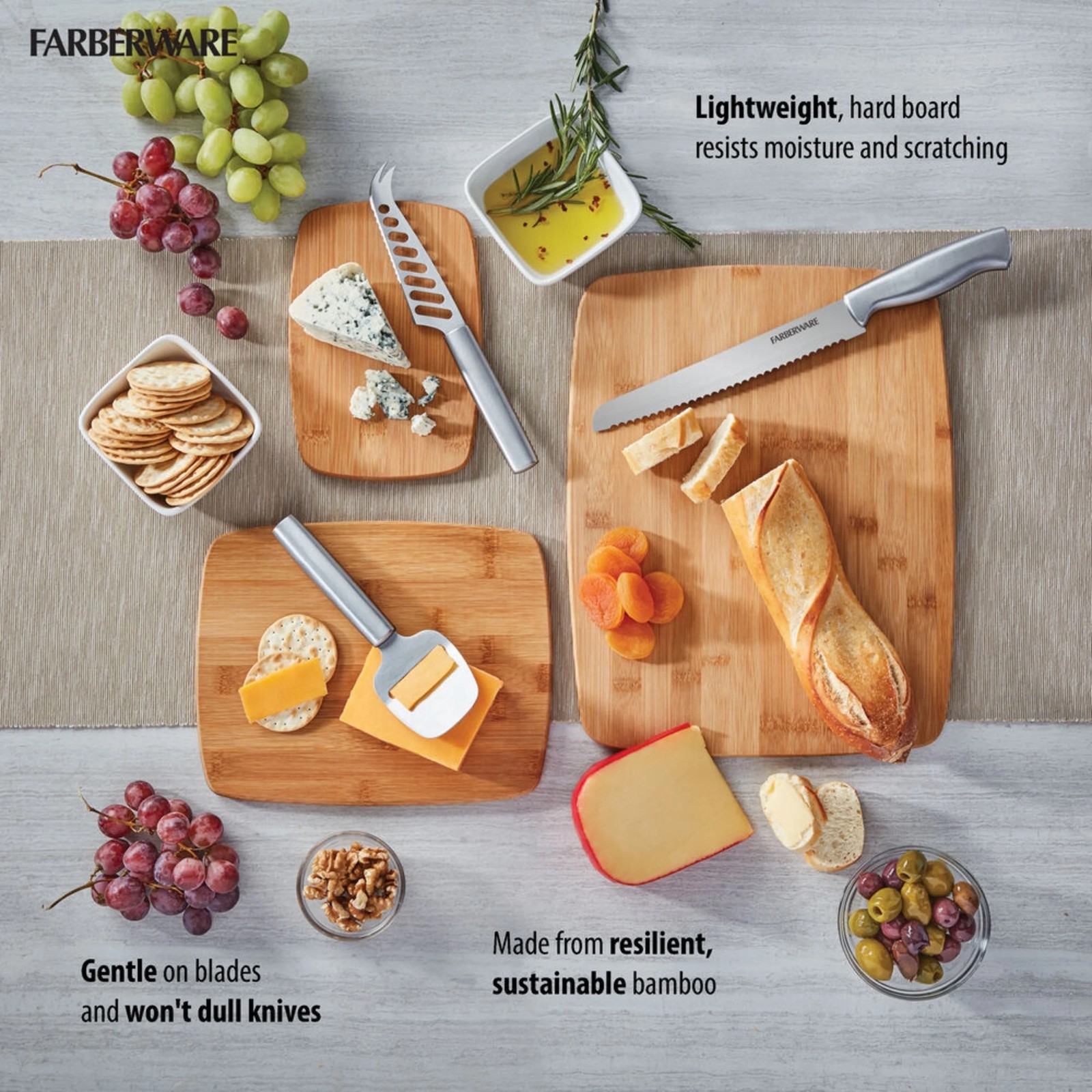 Farberware Classic 3-Piece Bamboo Cutting Board Set