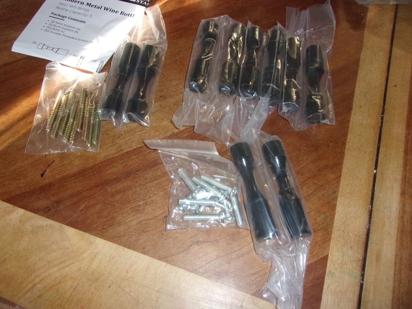 Wine Stack Vino Pins 5 Bottle Wall Mount Metal Wine Rack Modern Anodized Black