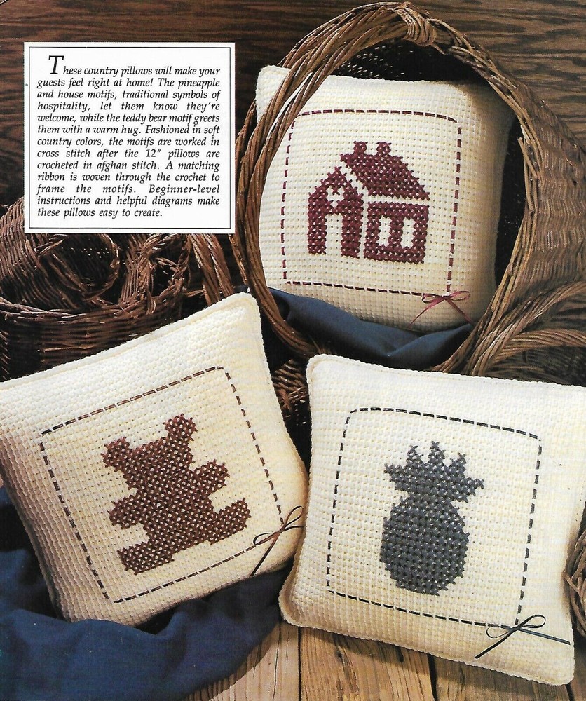 3 Country Pillows crochet PATTERN INSTRUCTIONS