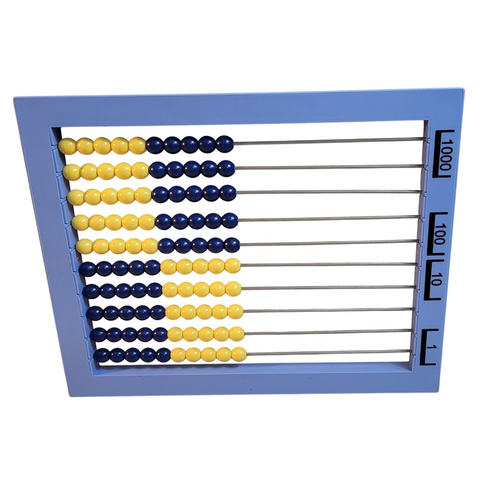 AL Abacus RightStart Math Manipulative Blue Yellow 100 Beads Double Sided Visual