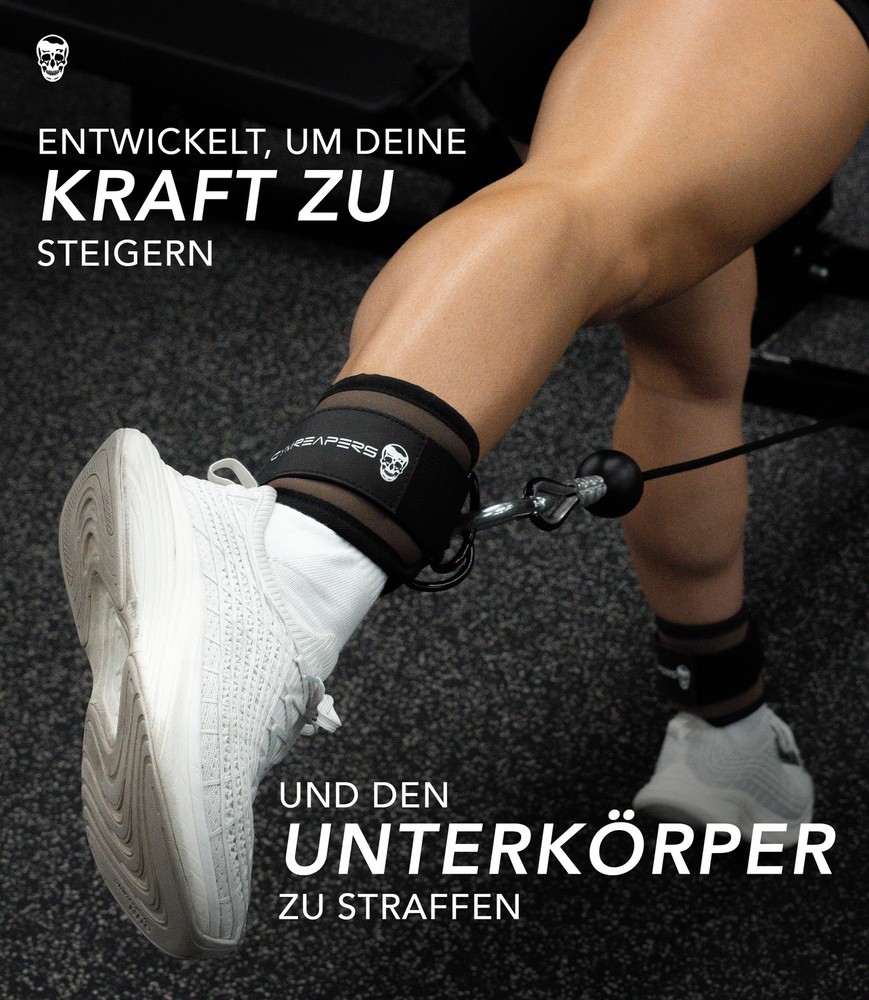 Gymreapers Ankle Straps (Pair) For Cable Machine Kickbacks, Pair, Toffee