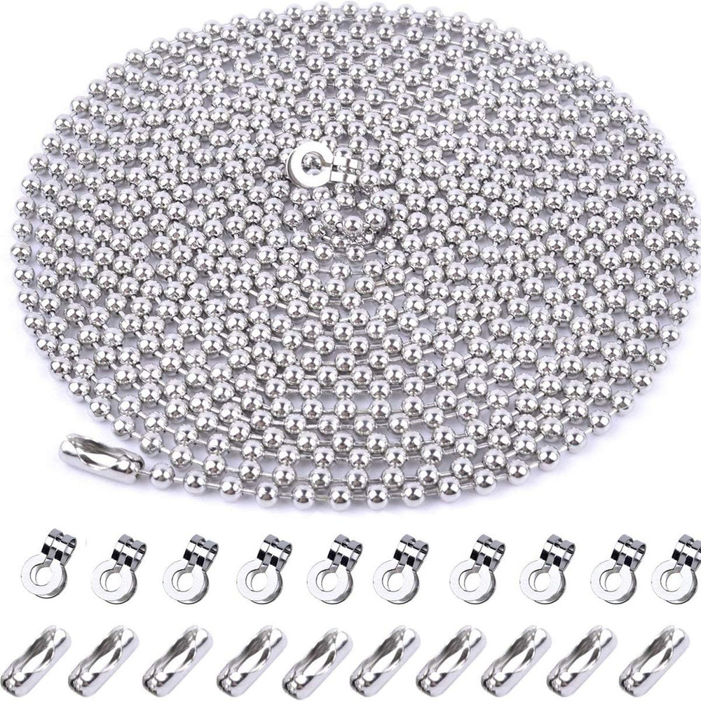 4.5Mm Diameter Beaded Roller Chain Pull Chain Extension with Connector 16 Feet w