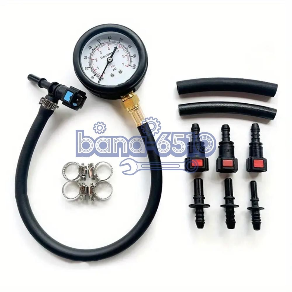 Fuel Injection Pressure Tester Injector Pump Gauge Kit with 3 Connectors 100 PSI