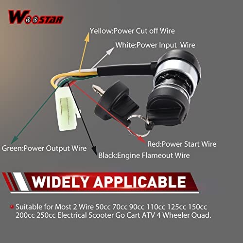 5 Wire Ignition Key Switch with Cap Replacement for 5 Wire Ignition Switch