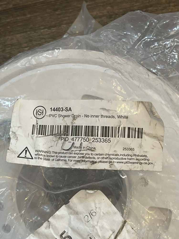 PVC Shower Drain No Inner Threads White 14403-SA