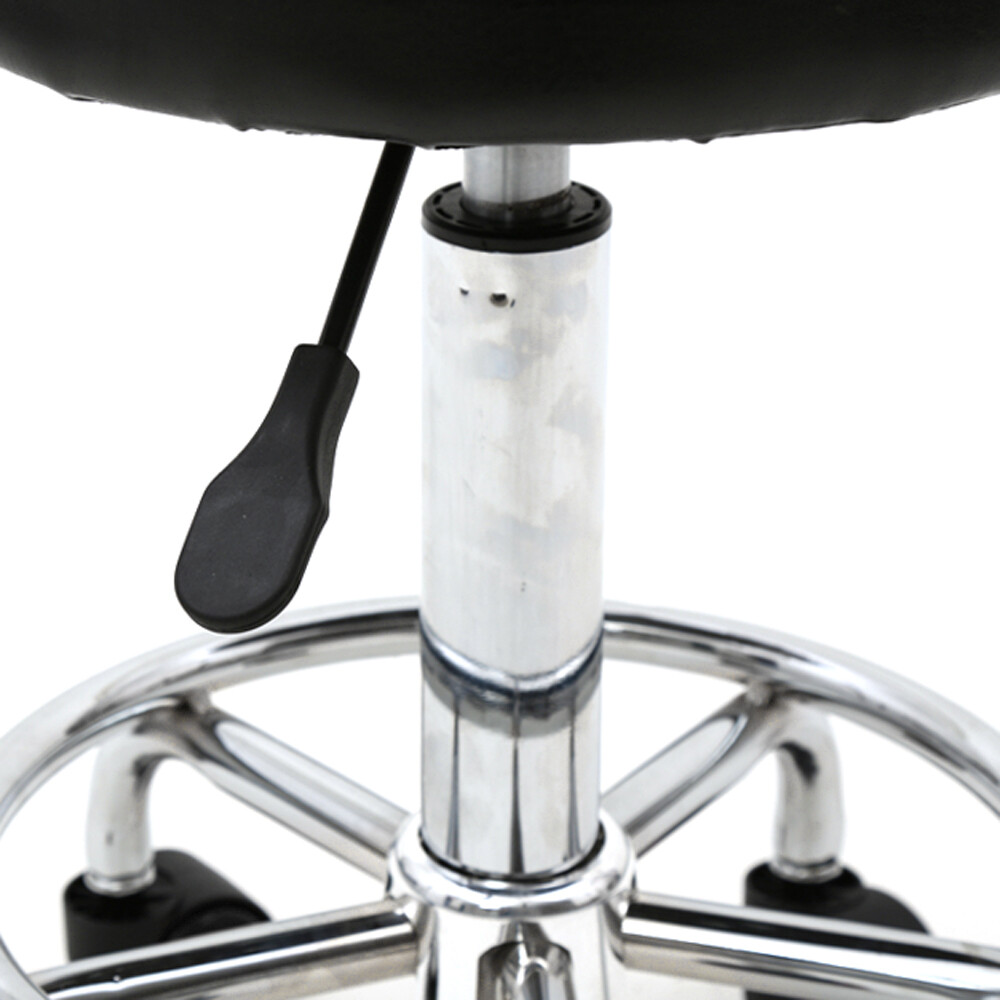 New Round Shape Adjustable Salon Stool with Back and Line Black --