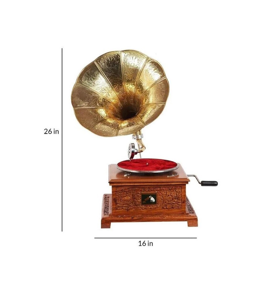 Wooden Gramophone Player Fully Functional Working Gramophone Record Player