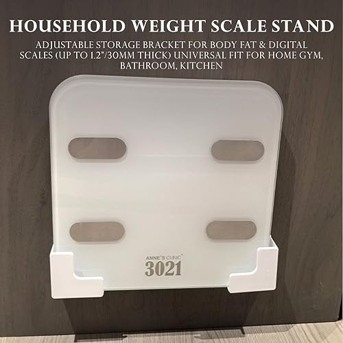 Weight Scale Holder for Wall – Adjustable Storage Bracket for Body Fat & White
