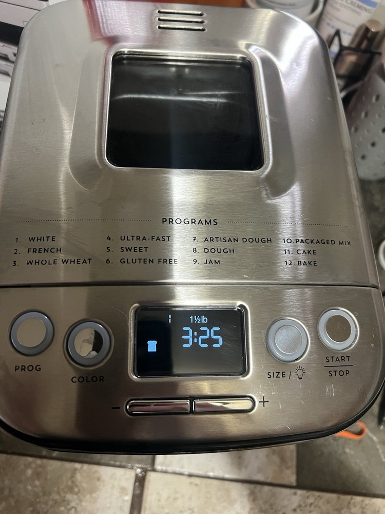 Cuisinart CBK-110 Bread Machine Stainless Steel 1.5lb 12 Programs LCD Timer