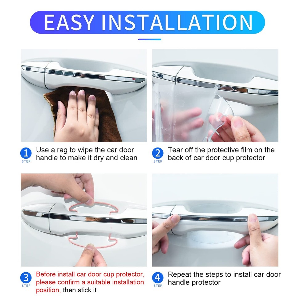 INSAUTO 12Pcs Car Door Handle Scratch Protector，Non-Marking Auto 12PCS