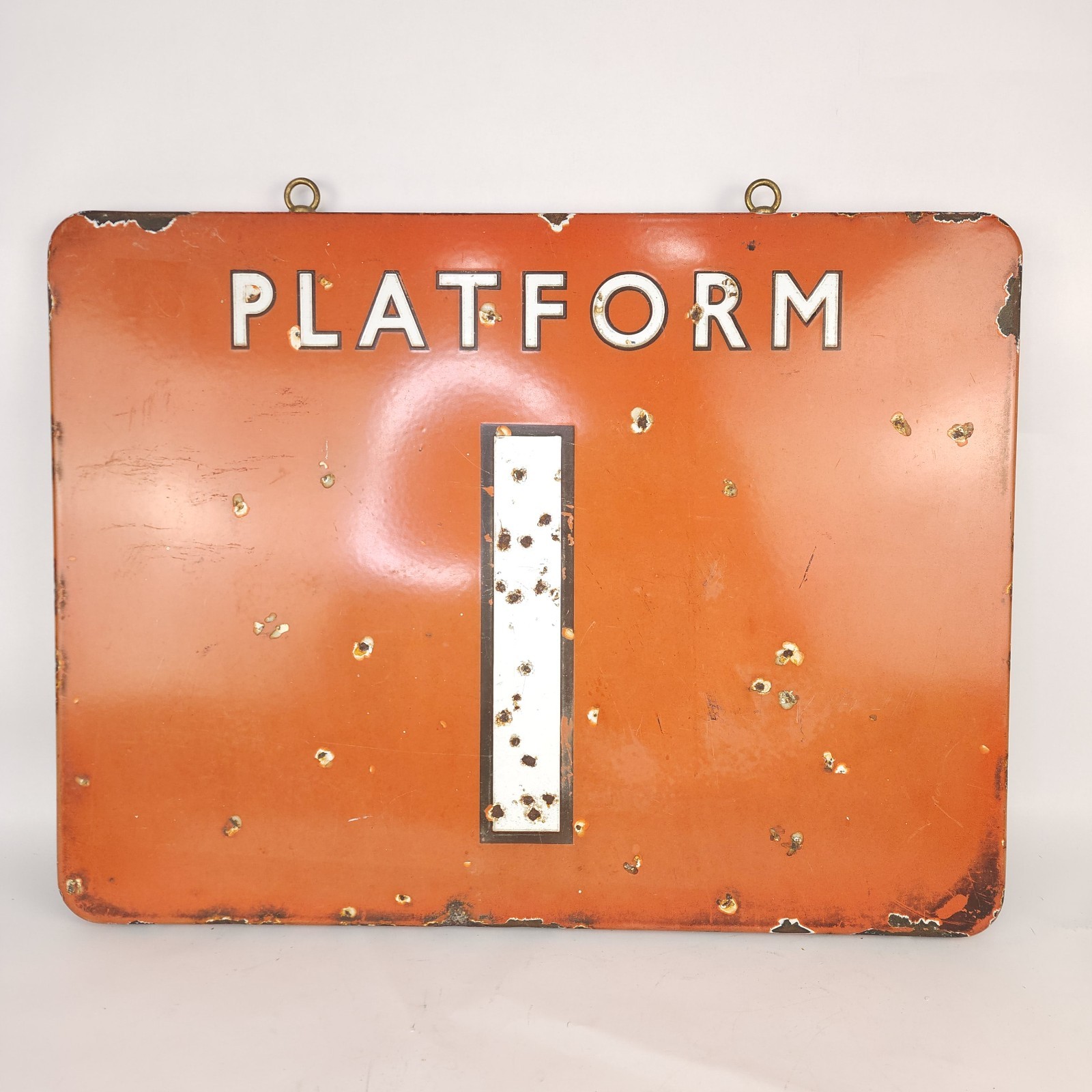 VTG Metal Train Station Sign - British Railways North Eastern PLATFORM 1 -24X18