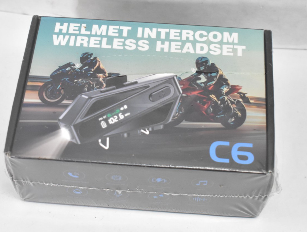 Motorcycle Helmet Bluetooth Headset C6 w 2 Type Mics Intercom Hands Free