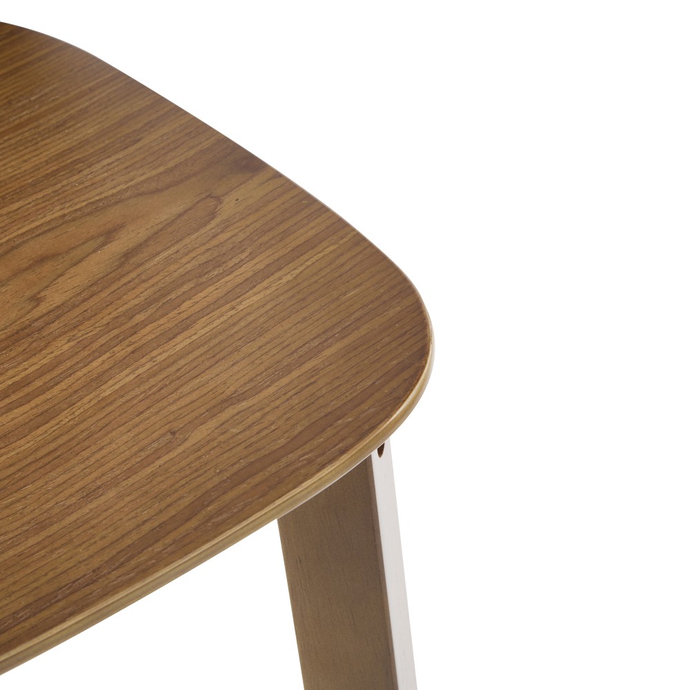 Bar Stools Set of 2, Walnut Brown Ergonomic Bentwood Back Kitchen Island Stools