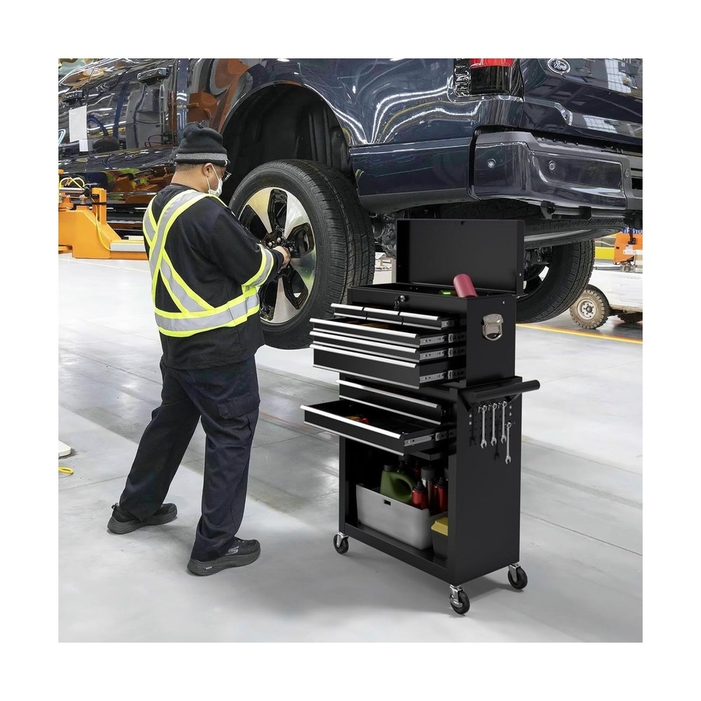 8 Drawer Rolling Tool Chest, High Capacity Tool Box with Lockable Wheels and ...