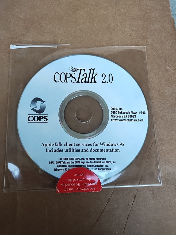 Vintage 1996 AppleTalk CopsTalk 2.0 CD-ROM Software DISC ONLY Apple Software