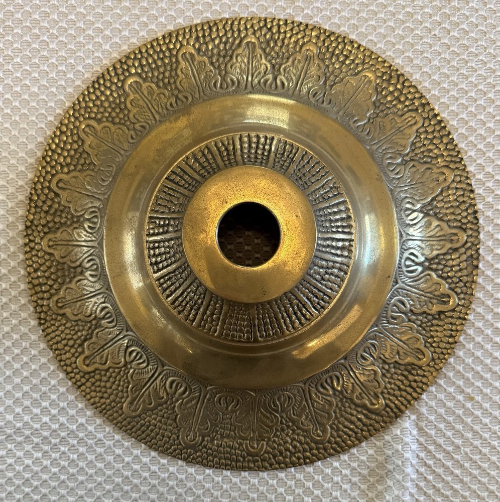 OVERSIZED 9” CAST BRASS CEILING CANOPY & SOLID BRASS LOOP 1/4 IPS & Hardware NOS