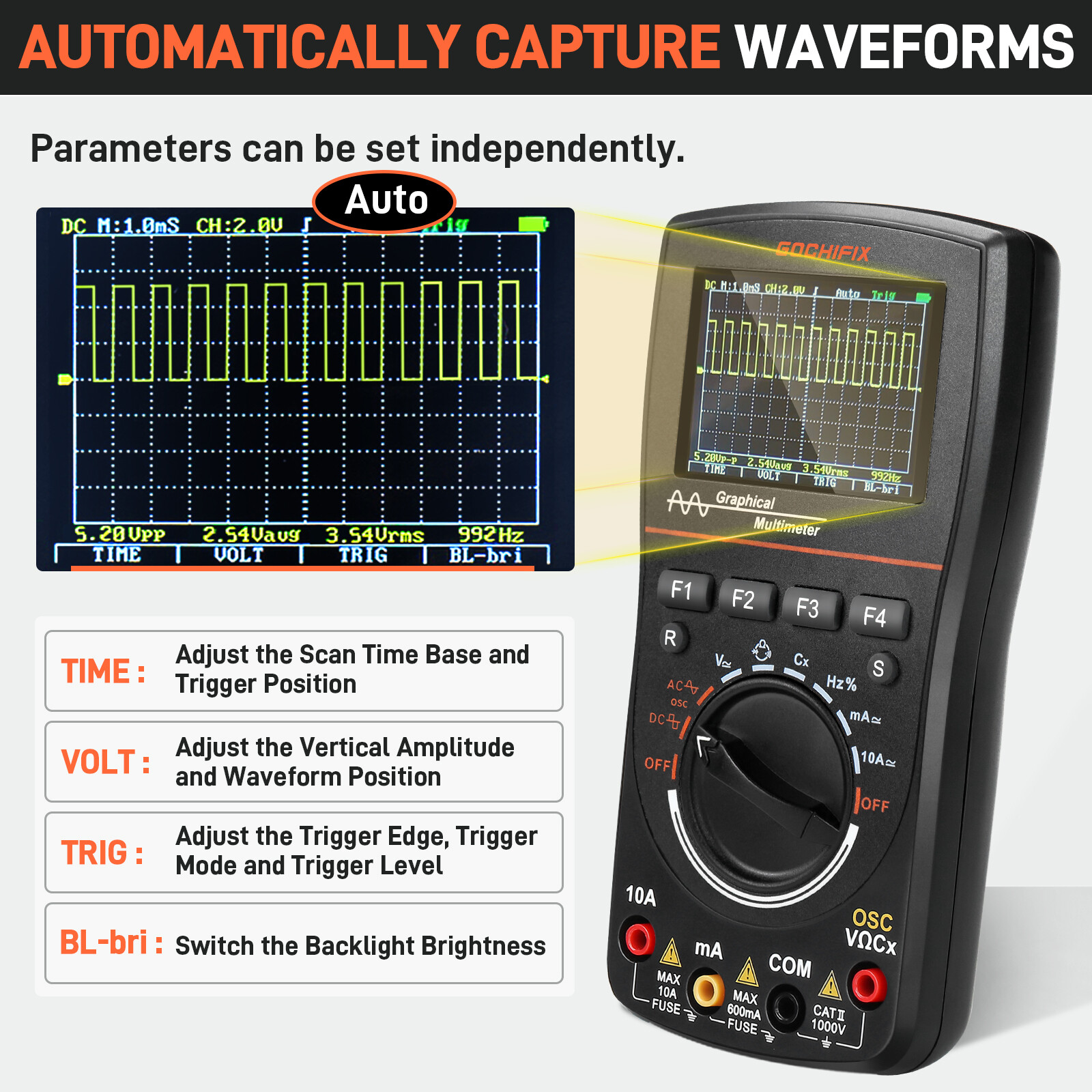 2-in-1 100MHz Handheld Oscilloscope Multimeter with 2.4inch Display with Memory