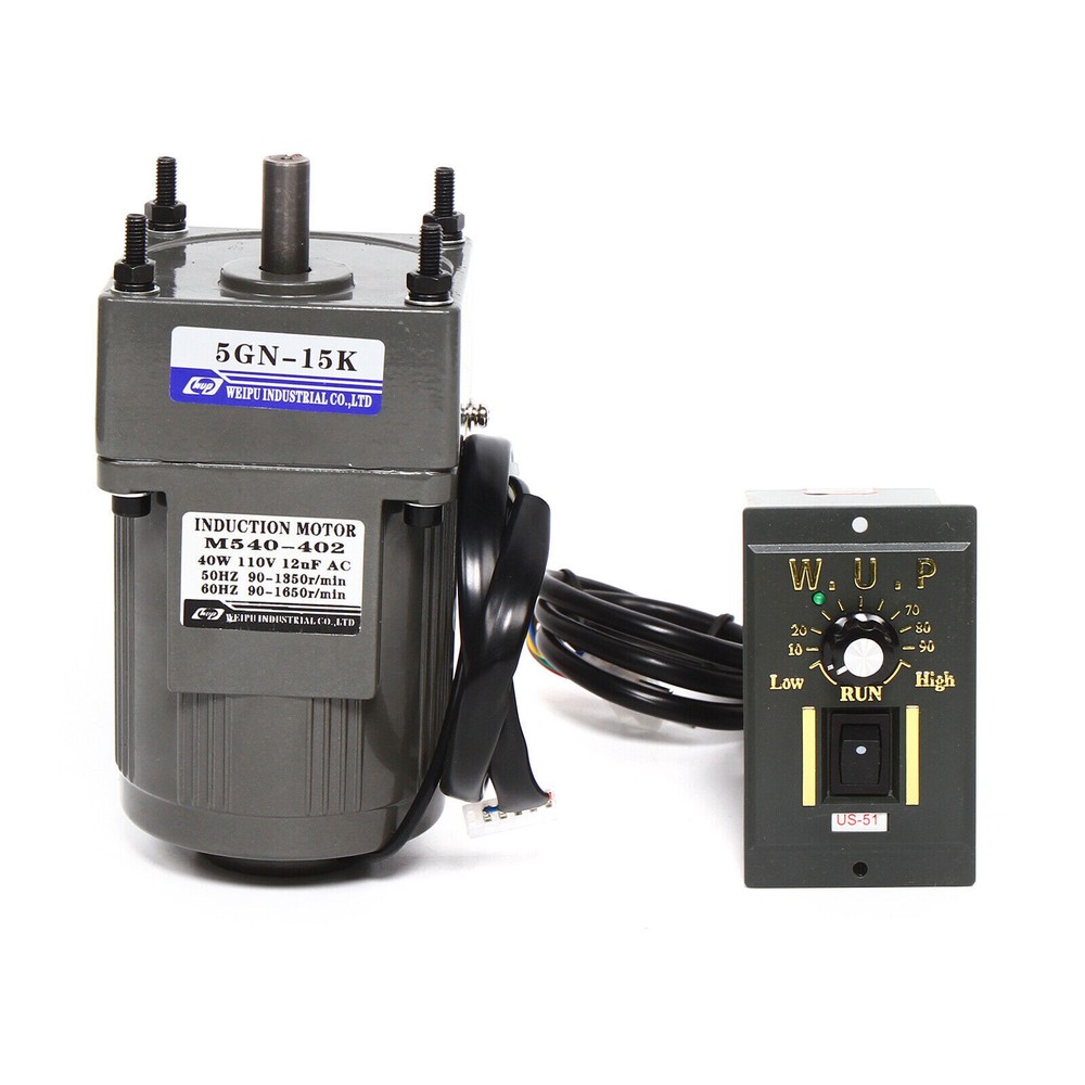 110V AC Gear Motor Electric+Variable Speed Reduction Controller 15K 90 RPM