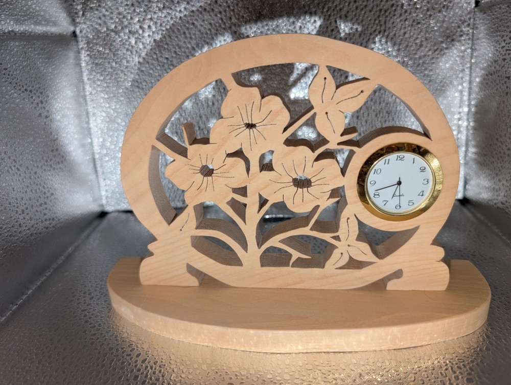 Handmade scrollsawn wooden Flower Clock
