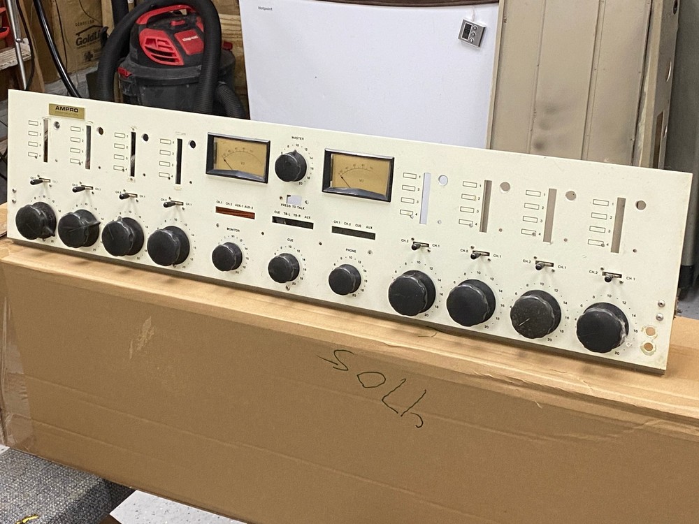 Stereo Ampro Console Front Panel with Switches - Knobs - VU's - Attenuators