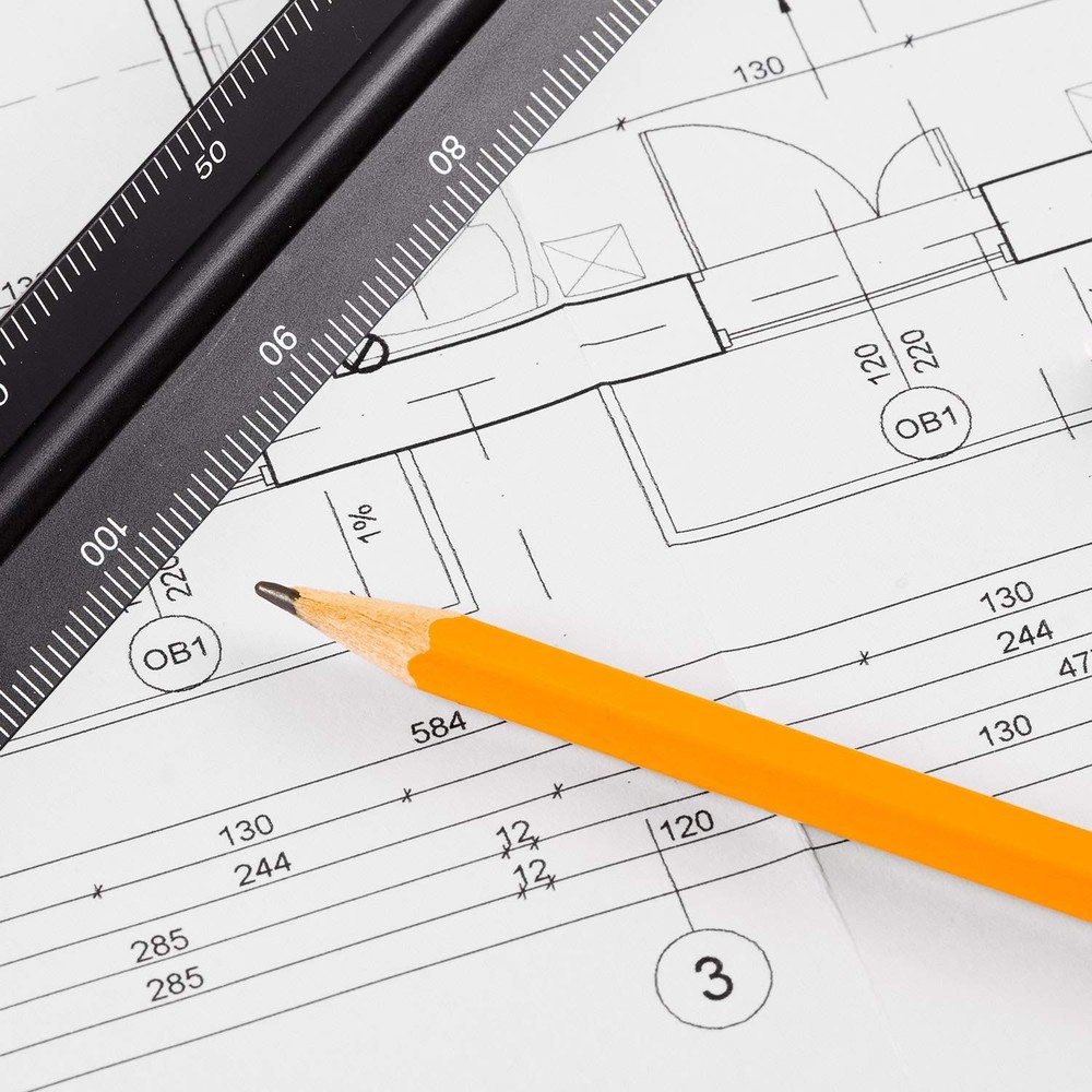 6 Pcs Triangular Ruler Set 12 Inch Engineering Scale Aluminum Architect Draft...