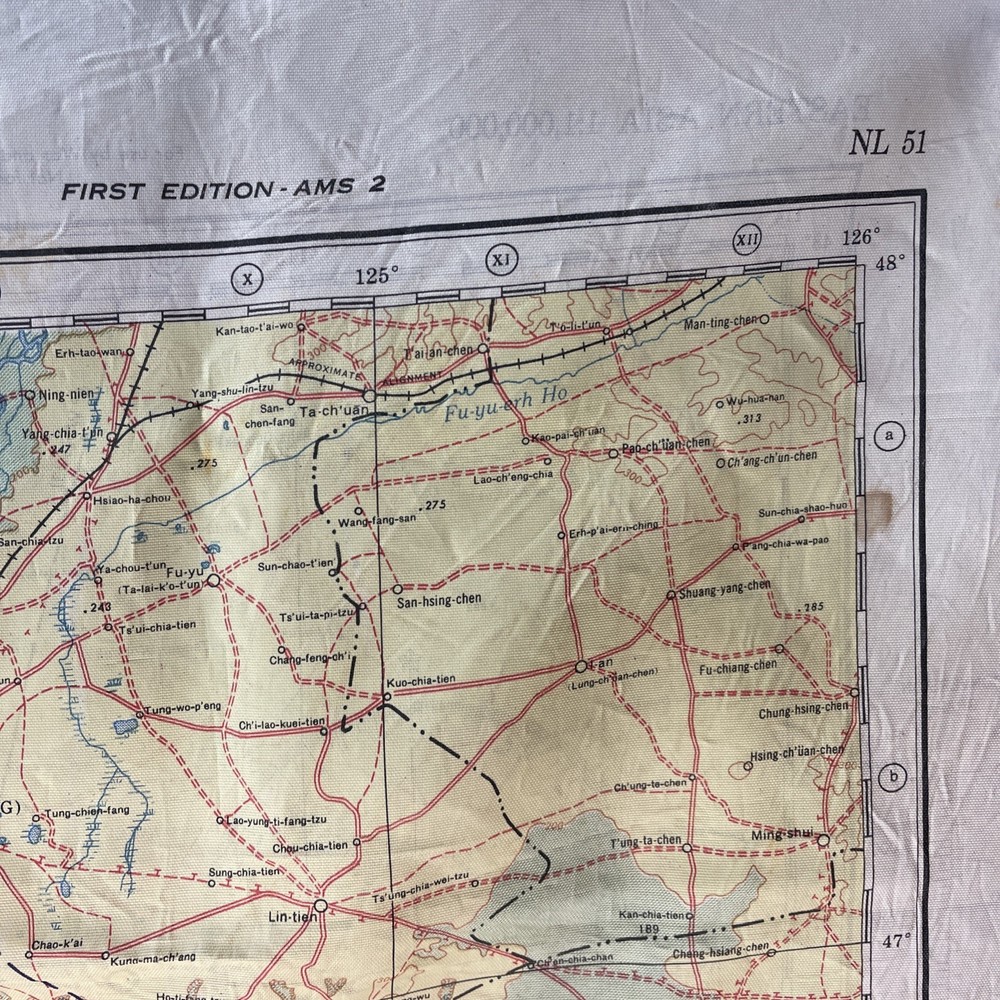 ORIGINAL US Army Air Force Cloth (Silk) Chart (China) Double Sided Map 1944
