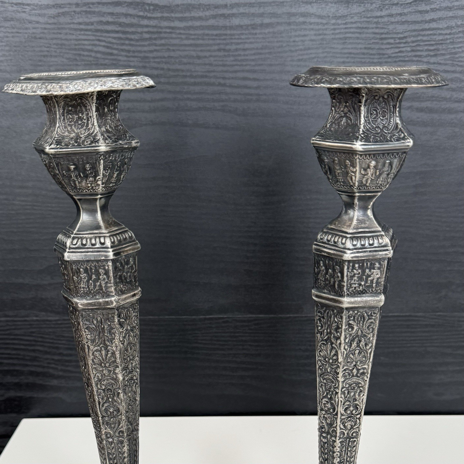 Vintage Ornate 12" Stamped DERBY S P Co Silverplate Candlestick Holders #2547