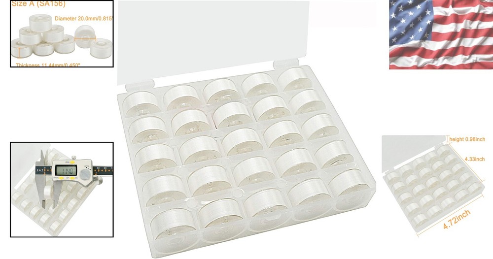 Versatile 25pcs White Prewound Bobbin Thread for Sewing Machines & DIY Projects
